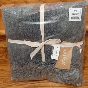 Jaipur 100% LINEN Tasseled Throw Blanket Charcoal MSRP $268